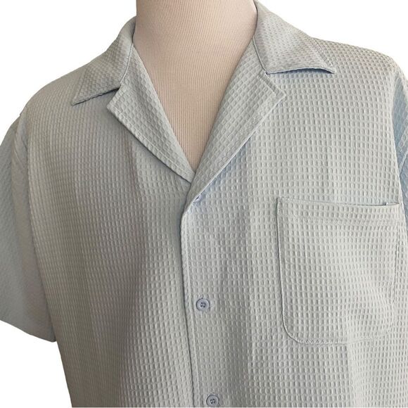 Men's Casual COOFANDY Blue Waffle Button Down Shirt Size XL NWOT - Picture 4 of 9
